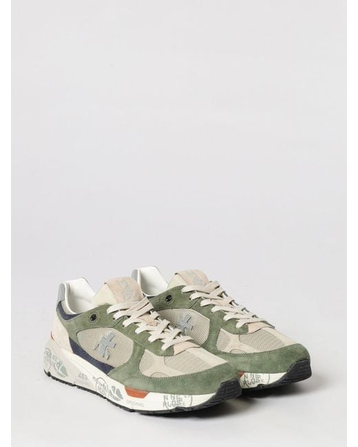 Premiata White Mase Suede And Canvas Sneakers for men