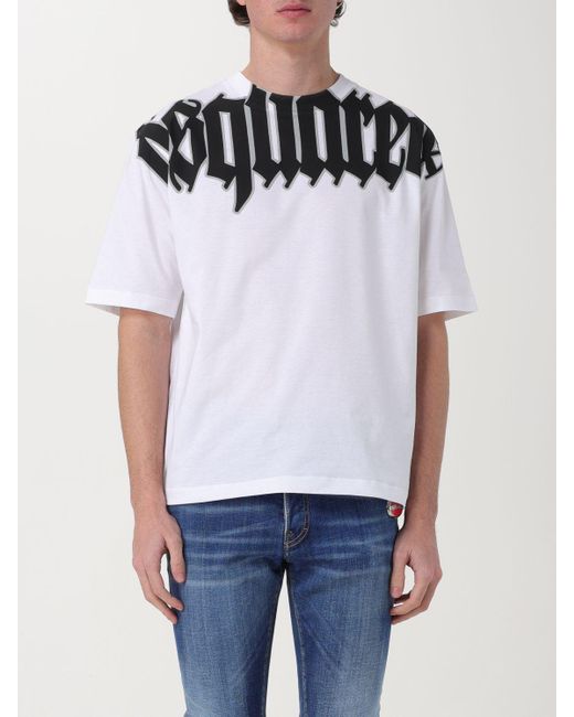 T-shirt in jersey con logo di DSquared² in White da Uomo