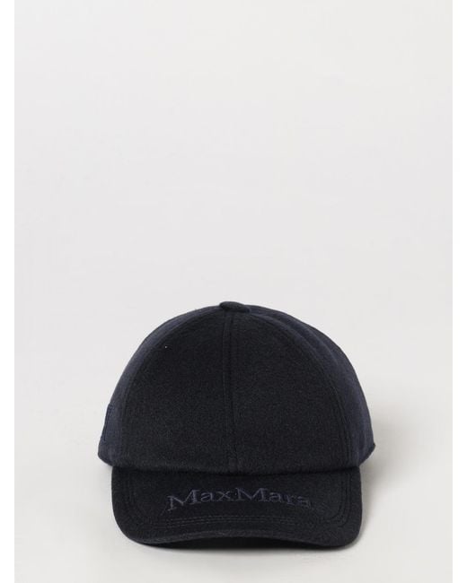 Max Mara Black Tonal Embroidered-Logo Cashmere Baseball Cap With Rigid Visor