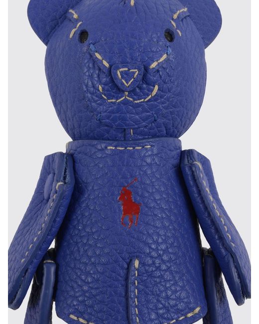 Polo Ralph Lauren Blue Teddy Bear Shaped Leather Keychain