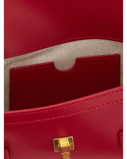 Balmain Red B-Buzz 23 Leather Clutch
