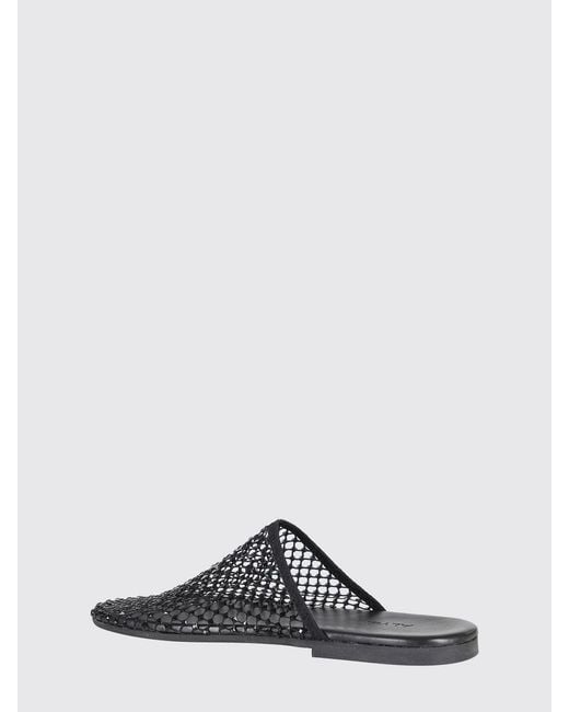 Alysi White Perforated Nylon Mules With Rhinestones