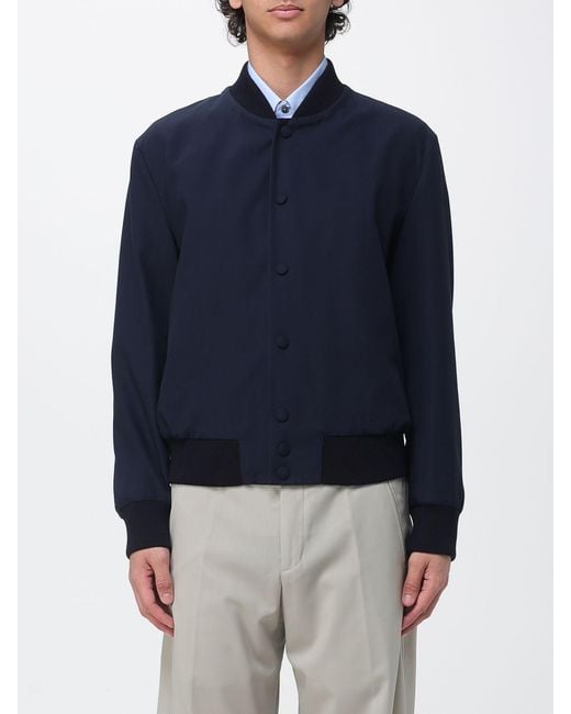 PT Torino Blue Cotton Blend Bomber Jacket for men