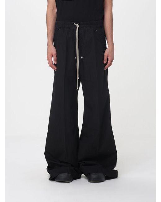 Rick Owens Black Cotton Flared Trousers for men