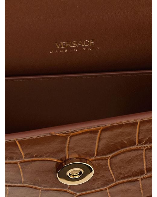 Versace Brown Medusa '95 Crocodile-Print Leather Bag