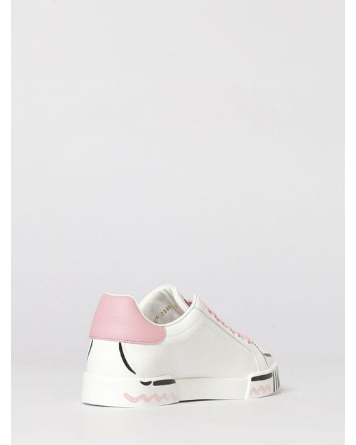Dolce & Gabbana White Dolce &Amp Gabbana Portofino Light Strobel Hand-Painted Leather Sneakers