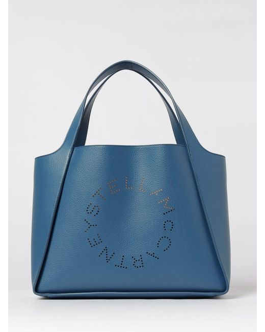 Stella McCartney Blue Grained Faux Leather Tote Bag