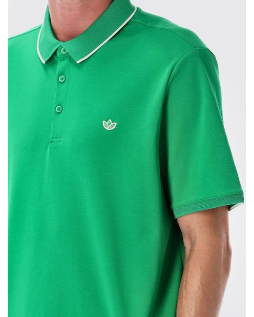 Adidas Green Twistknit Trefoil Polo Shirt for men