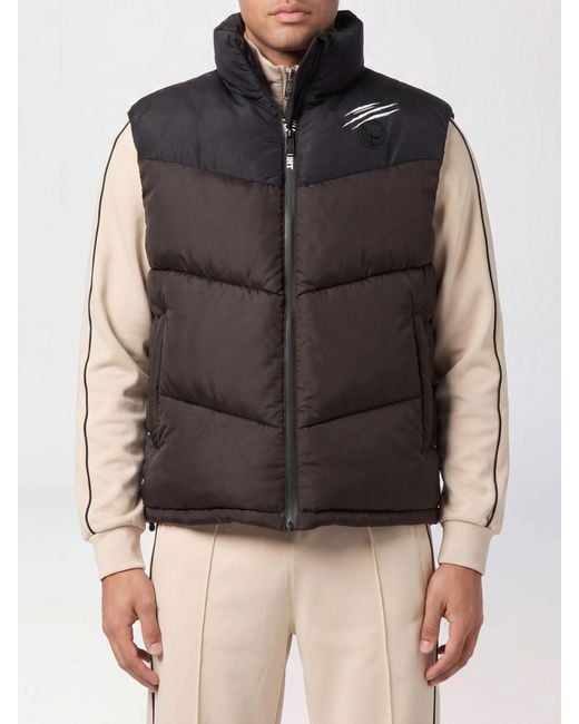 Philipp Plein Gray Logo Padded Nylon Vest for men
