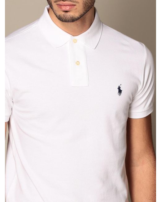 Polo Ralph Lauren Slim Fit Cotton Polo Shirt in White for Men | Lyst