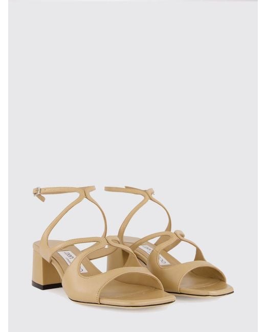 Jimmy Choo Natural Azilia Nappa Leather Sandals With Low Heel And Square Toe