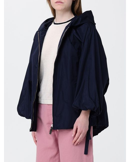 Max Mara Blue Hooded Oversized Windbreaker