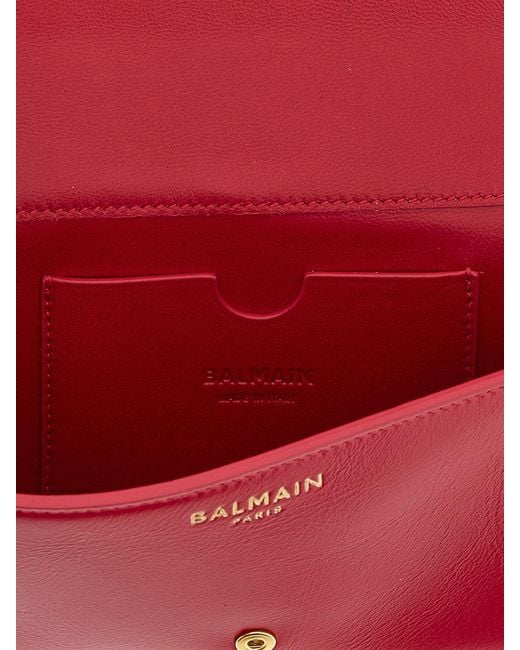 Balmain Red Shuffle Leather Wallet Bag