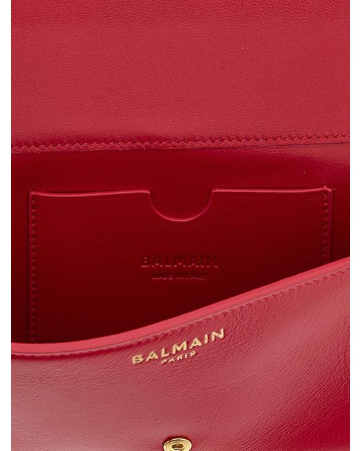 Balmain Red Shuffle Leather Wallet Bag