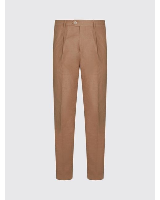 Brunello Cucinelli Natural Cotton And Linen Tailored Trousers for men