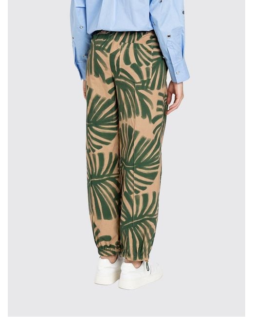 Twinset Green Printed Cotton Trousers