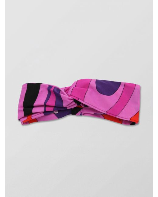 Fascia per capelli in tessuto stretch con stampa grafica di Emilio Pucci in Pink