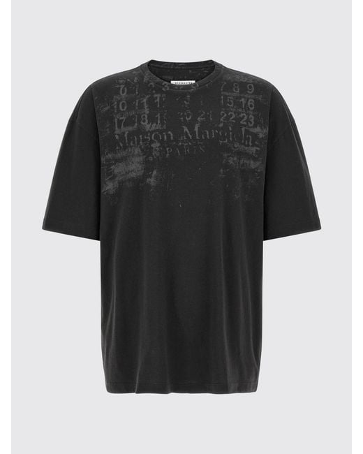 Maison Margiela Black Relaxed Fit Cotton T-Shirt With Numeric Logo for men