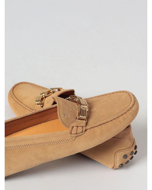 Tod's Natural Gommino Suede Loafers