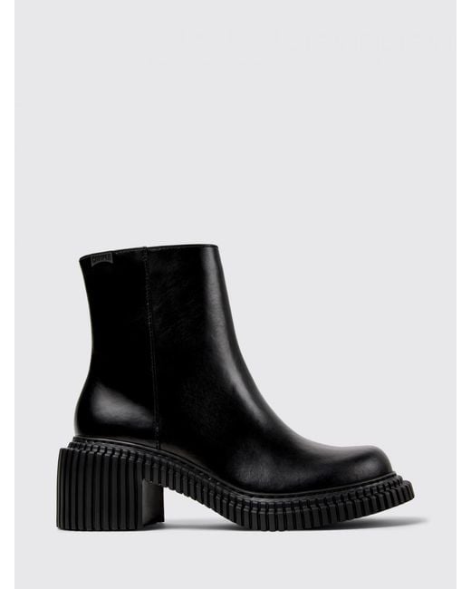 Camper Black Pix London Leather Ankle Boots