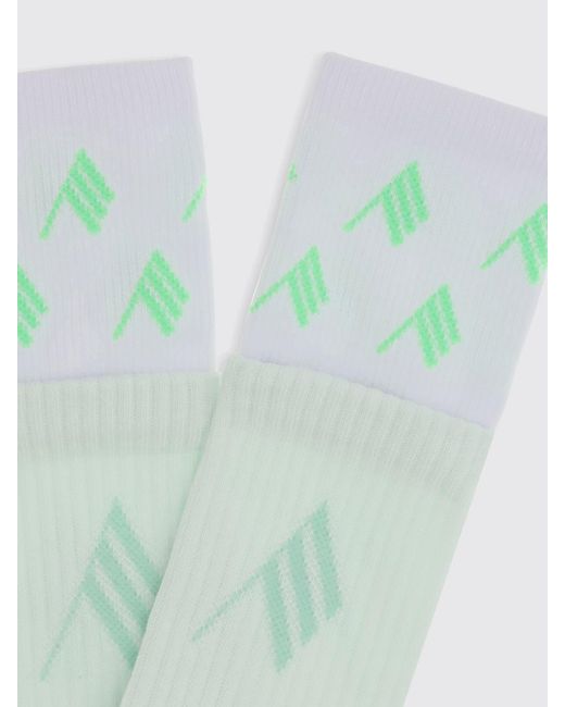 The Attico Green Ribbed Stretch Cotton Socks With Jacquard Logo