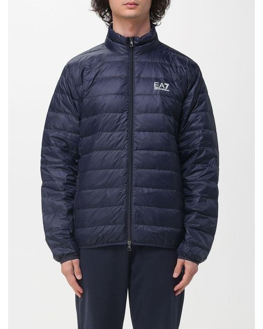 EA7 Blue Light Nylon Down Jacket With Logo for men