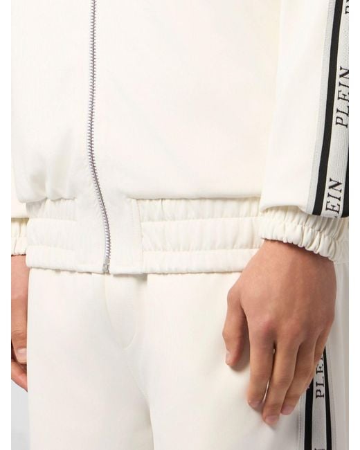 Philipp Plein Natural Polyester Bomber Jacket With Logo for men