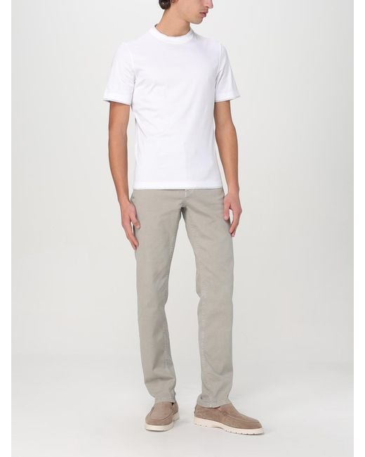 Brunello Cucinelli White Basic Cotton T-Shirt for men