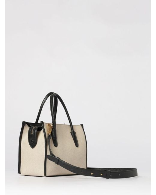 Coccinelle Natural Myrtha Canvas And Grained Leather Bag