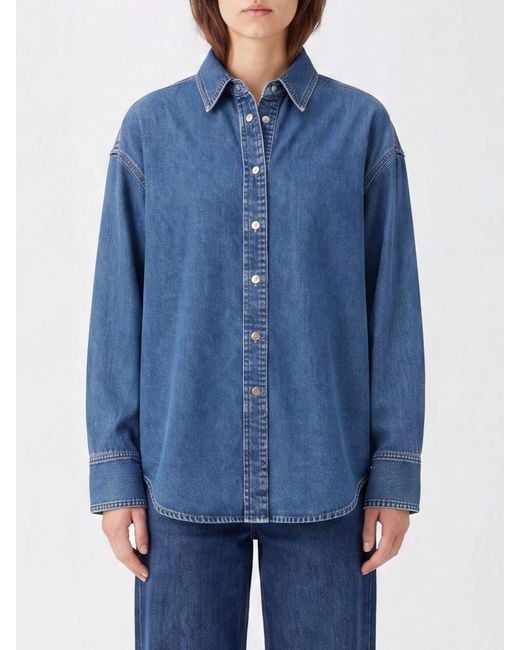 Haikure Blue Relaxed Fit Denim Shirt With Dropped Shoulders And Contrast Stitching