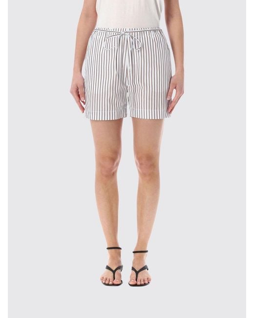 Loulou de Saison Red Striped Cotton Shorts