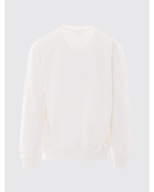 Drole de Monsieur White Graphic Print Cotton Crewneck Sweatshirt With Dropped Shoulders for men