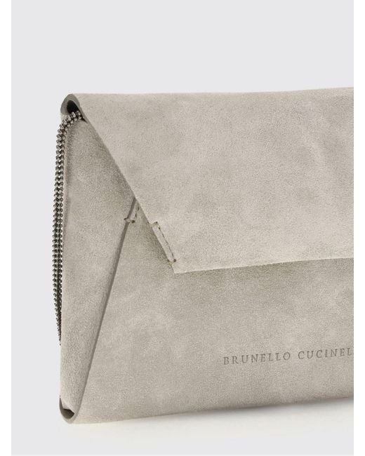 Brunello Cucinelli Gray Suede Envelope Pouch