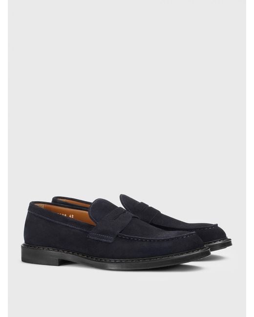 Doucal's Blue Suede Loafers for men