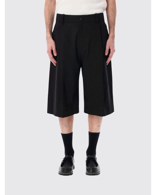 Studio Nicholson Black Cotton And Linen Tailored Shorts for men