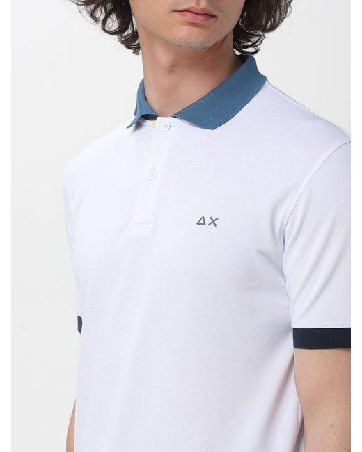 Sun 68 White Cotton Polo Shirt for men