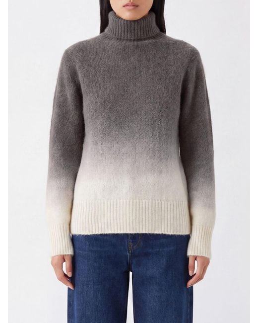 Kangra Gray Abstract Print Turtleneck Jumper
