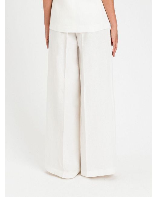 Twinset White Viscose Palazzo Trousers