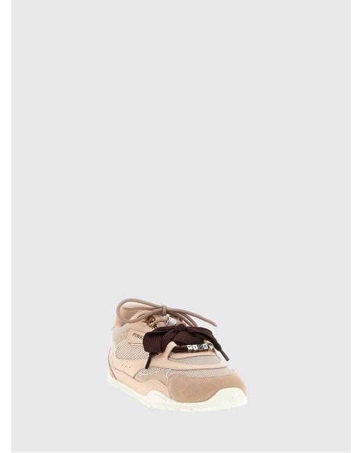 Pinko Natural Yulia Leather And Mesh Sneakers