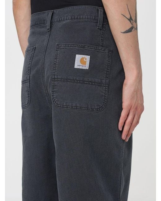 Carhartt Blue Parish Wide Leg Ribbed Cotton Trousers for men