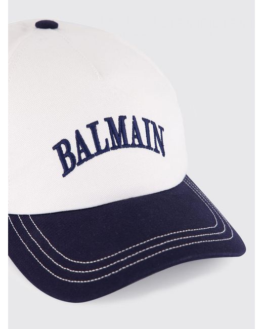 Balmain White Embroidered Logo Cotton Twill Cap for men
