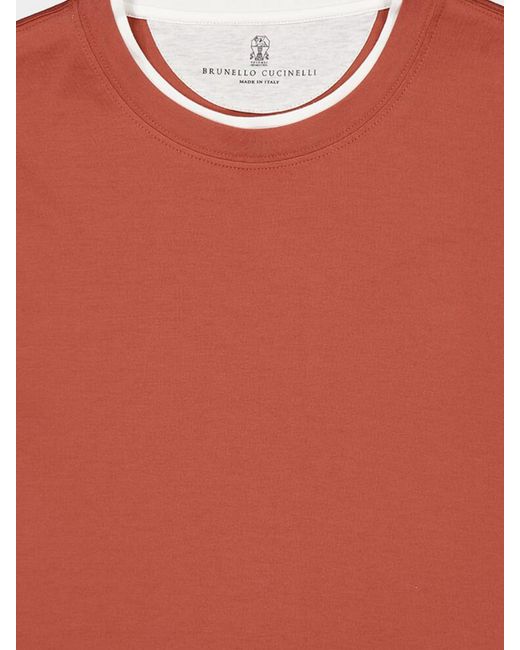 Brunello Cucinelli Red Basic Cotton T-Shirt for men
