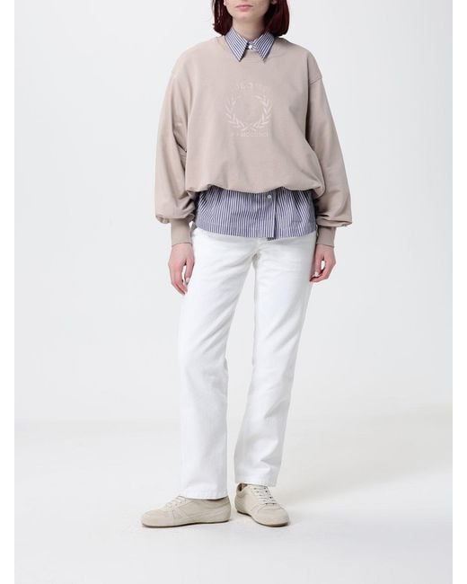 Brunello Cucinelli White Cotton Crew Neck Sweatshirt With Emblem