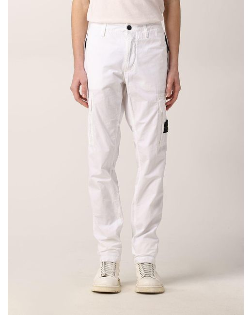 Stone Island Pants In Brushed Cotton 
