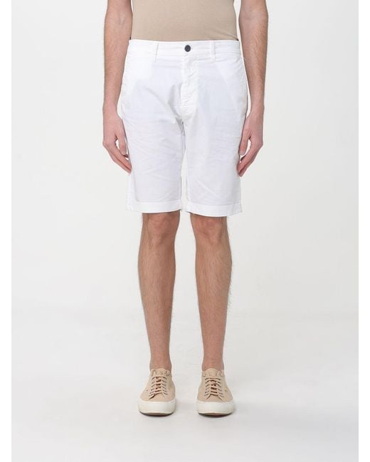 Mason's White Slim Fit Stretch Cotton Shorts for men