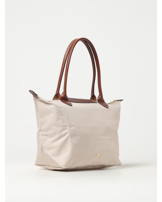 Longchamp Natural Le Pliage Original M Nylon And Grained Leather Bag
