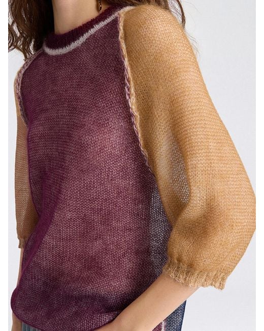 Momoní Purple MomonÌ Color-Block Mohair Wool Pullover
