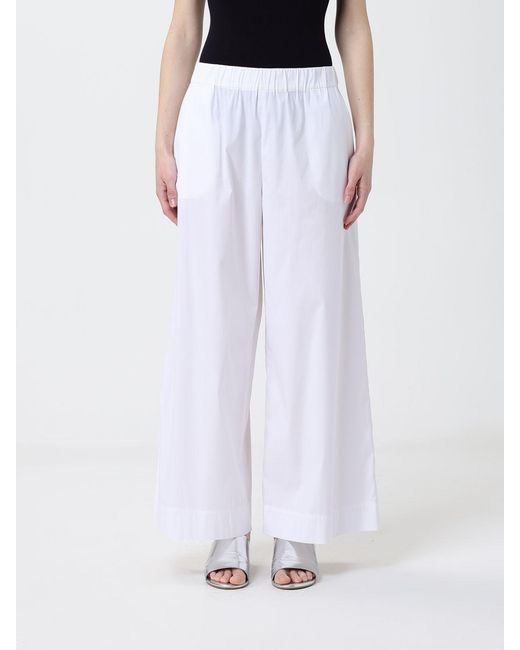 Max Mara White Cotton Blend Palazzo Trousers By