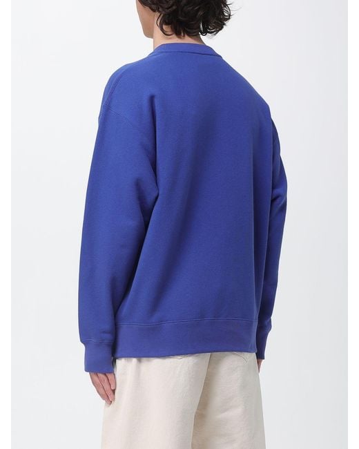 Valentino Blue Cotton Crew Neck Sweatshirt With Logo for men