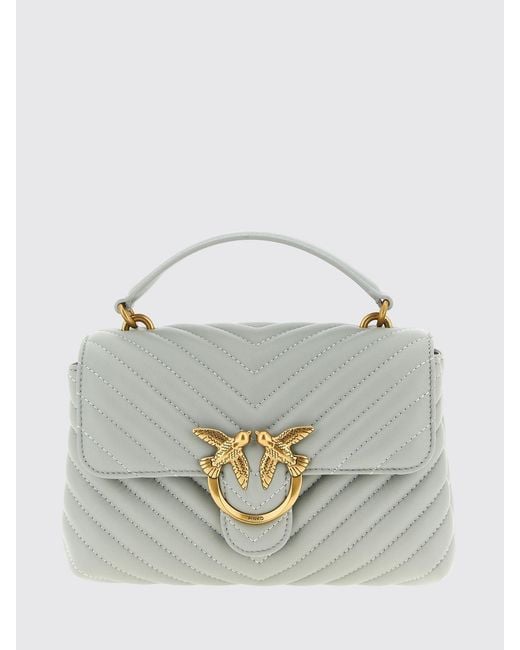 Pinko Gray Lady Love Bag Puff Quilted Chevron Nappa
